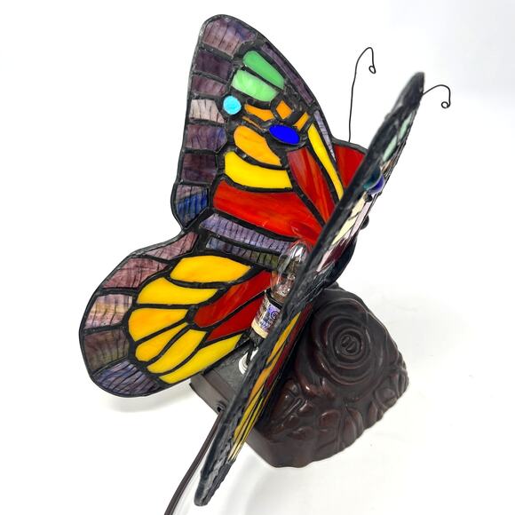Tiffany Style Butterfly Table Lamp Stained Glass Night Light Boho Cottage Decor - Picture 12 of 16